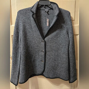 Talbots Black and White Herringbone Blazer